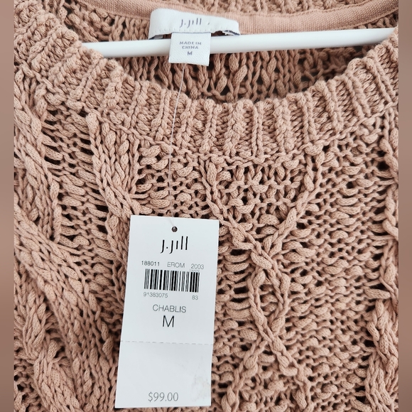 NWT Chablis Sweater - Blush Dusty Rose 100% Crew Neck Cotton Sweater Cable Knit - Picture 4 of 7